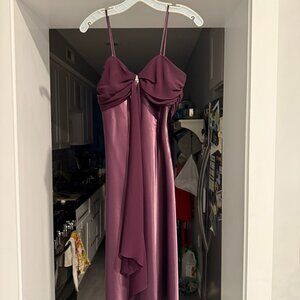 Satin Chiffon Plum Cocktail Dress